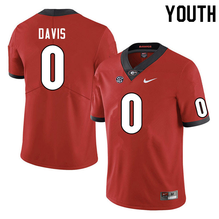 Youth #0 Rian Davis Georgia Bulldogs College Football Jerseys Sale-Red